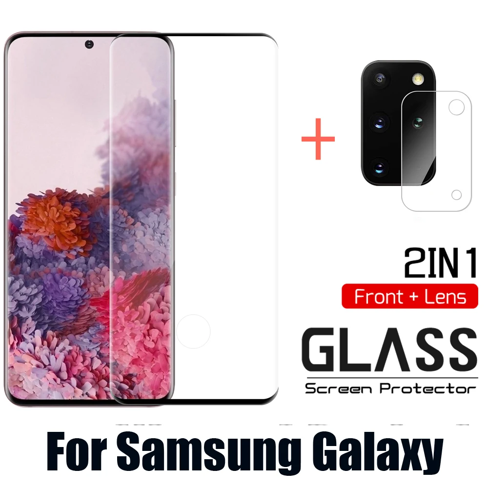 2 в 1 закаленное стекло для Samsung Galaxy S20 S10E Plus ультра камера len пленка M11 M31 M40 защита