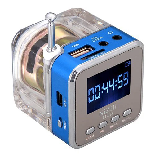 Blue Светодиодный ЖК-дисплей мини mp3-плеер динамик TF карта FM TT028 стерео аудио плеер 5 цветов - Цвет: Blue