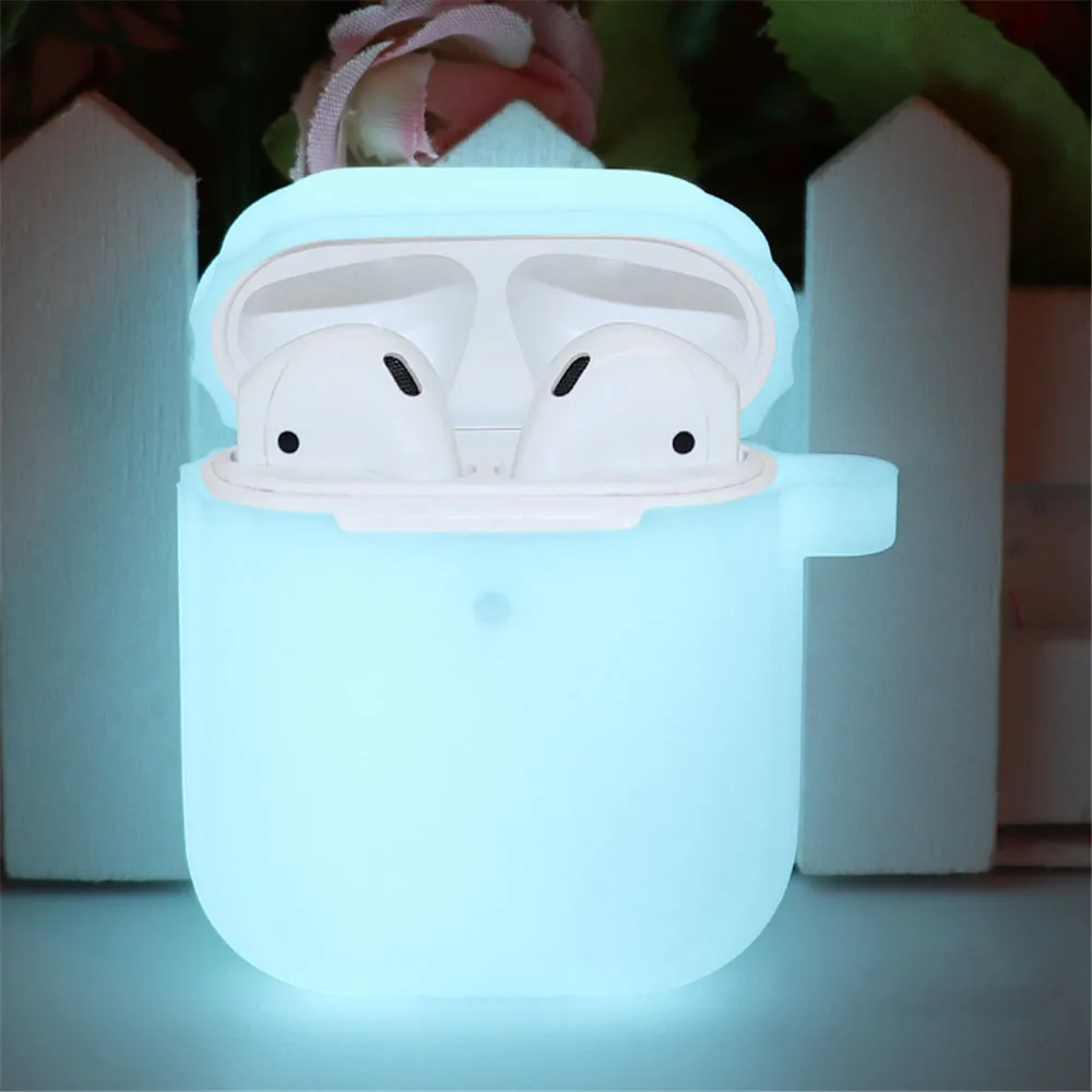 Светящийся силиконовый чехол для Air Pods, защитная крышка для наушников, чехол для Airpods, противоударный чехол, защита от потери