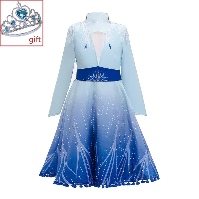 coat Платье для маленьких девочек с короной; рождественский костюм Анны и Эльзы для костюмированной вечеринки; платье принцессы с длинными рукавами для девочек; платье для дня рождения - Цвет: coat