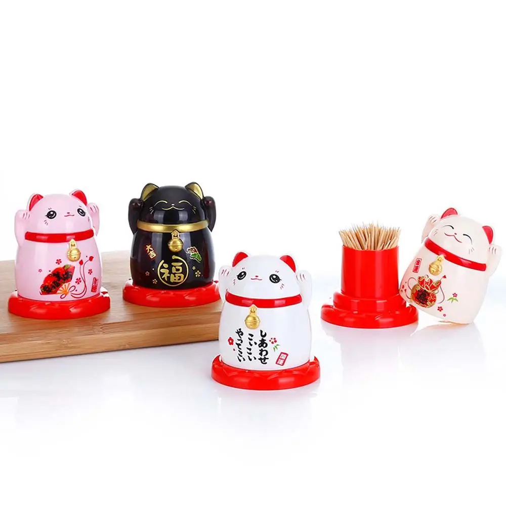 

High Quality Household Toothpicks Container Kitchen Accessories China Lucky Cat Toothpick Dispenser Box Holder Living Room