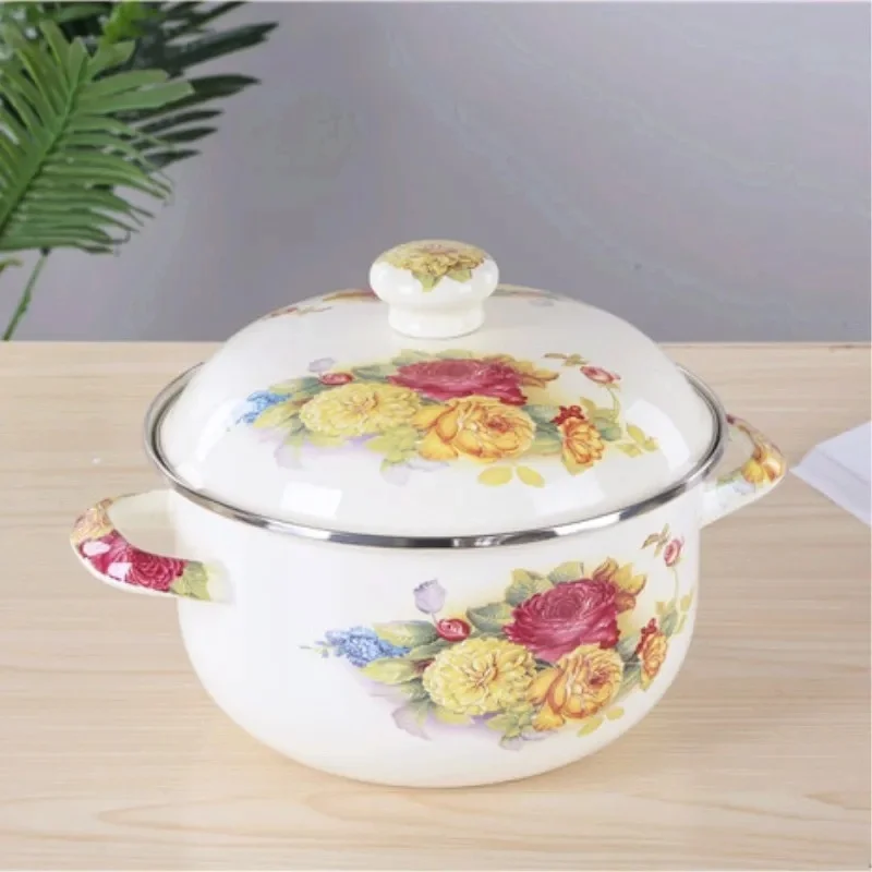 

Enamel Enamel Soup Pot Large Flat Bottom Soup Pot Enamel Pot Soup Pot Hot Pot Gas Stove Use Cookware Set Ceramic Cookware