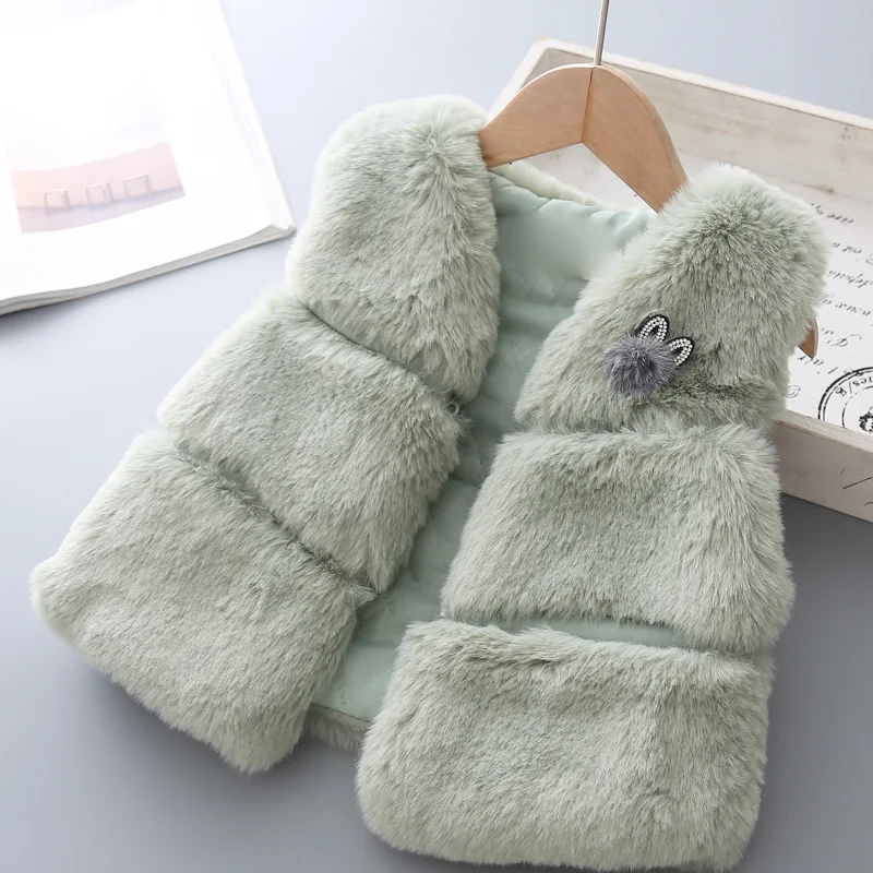 Детский зимний жилет куртка из искусственного меха для маленьких девочек теплая