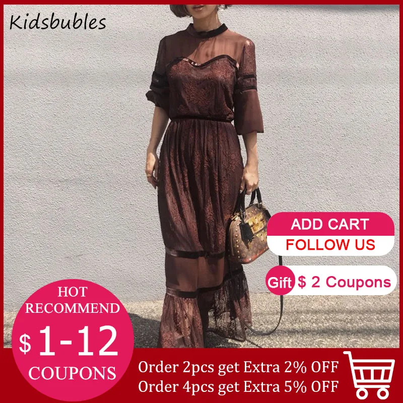 Женское длинное кружевное платье элегантное ТРАПЕЦИЕВИДНОЕ повседневное