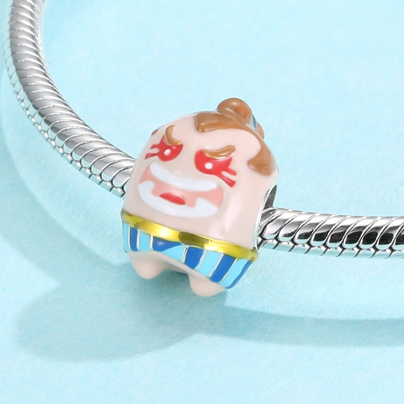 

Japanese Culture Series 925 Sterling Silver Hairpin Girl Fine Enamel Beads Fit Original DIY Charms Bracelet Women Jewelry Making