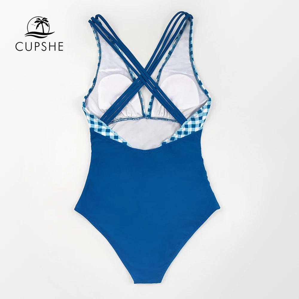 CUPSHE однотонный купальник с треугольным вырезом и синим женский сексуальный