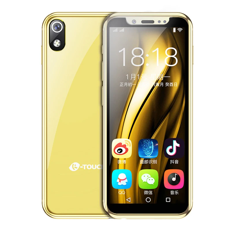 Карманный мини мобильный телефон K-touch i9 Android 8,1 металлическая рамка 3,46 дюймов celular wifi точка доступа для лица ID Google Play Store - Цвет: i9 Gold