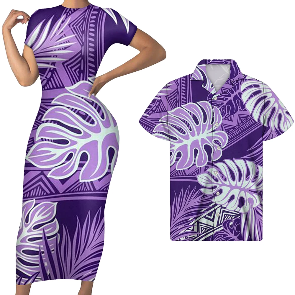 

Cumagical New Samoan Tribal Purple Leaf Design Hawaii Women Dailydresses Polynesian Print Clothing Fat Female Outfit