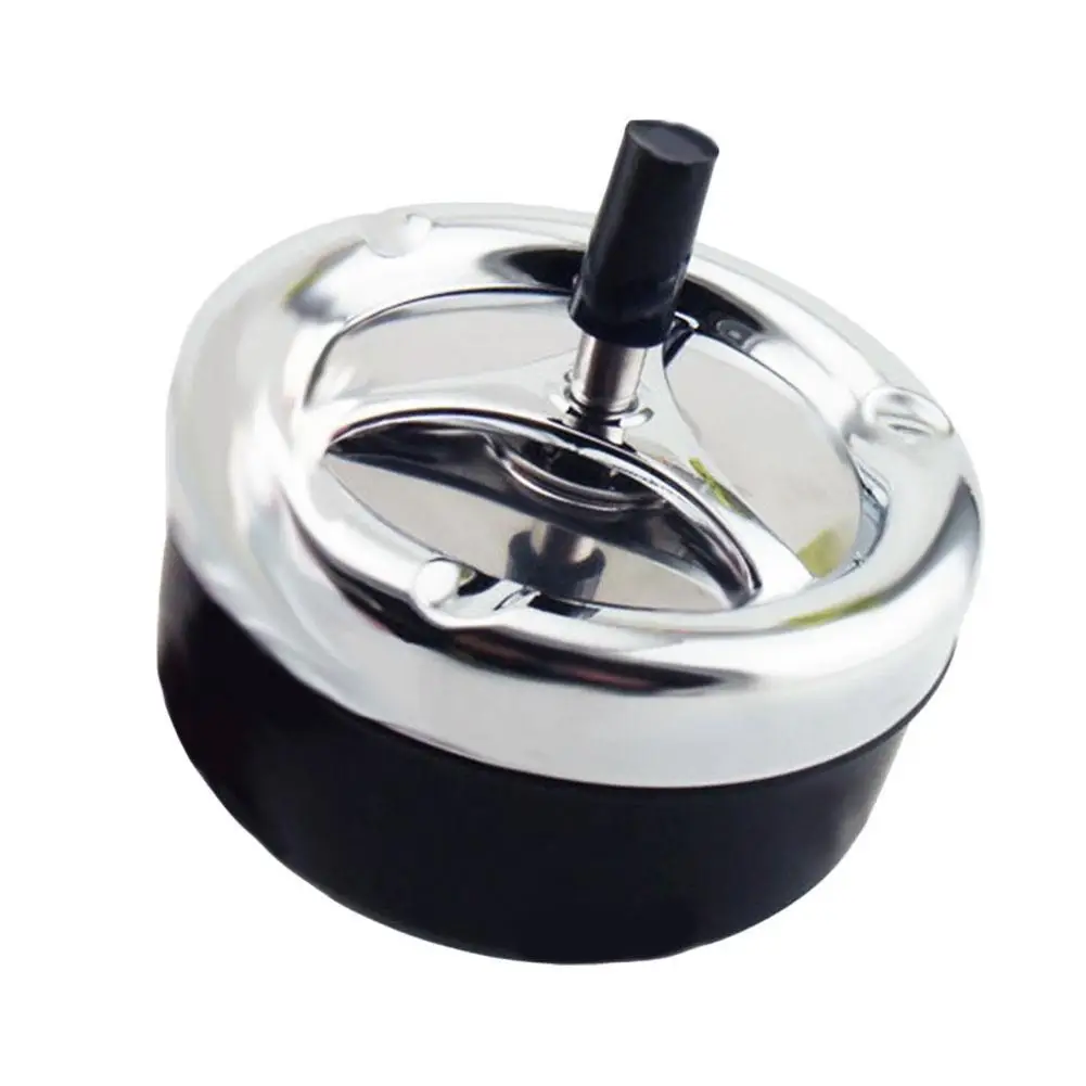 

1PCS Stylish Metal Windproof Press Rotating Lid Home Office Hotel Flame Retardant Ashtray For Cigarette Cylinder Smoker Gift