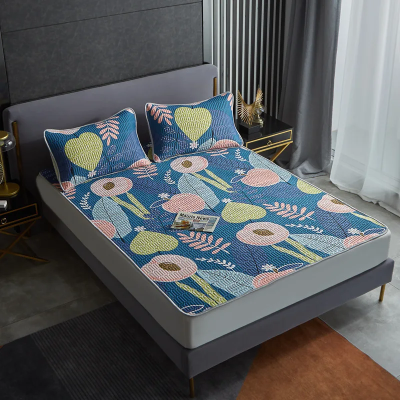 

Summer Bed Sheets Latex Ice Silk Mats Washable Foldable 2/3 Piece Set Home Single Full Queen King Size Air Conditioning Mat