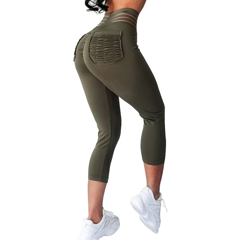 Женские укороченные штаны для йоги леггинсы спортзала спортивные Леггинсы с