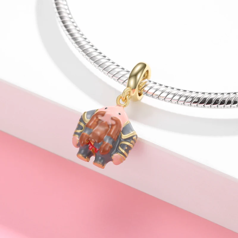 

Great Dwarf Warrior 925 Sterling Silver Charms Pendant Gold-plate DIY Beads Fits Original Pandora Bracelet Accessories Jewelry