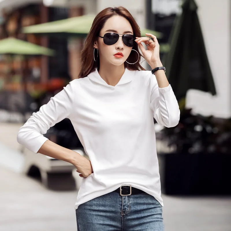 ONLYSVTER Turn Down Collar Women Sweater 95% Cotton Top Tee Shirts Autumn Winter Female Jumper Long Sleeve Pullover Chic Pull | Женская