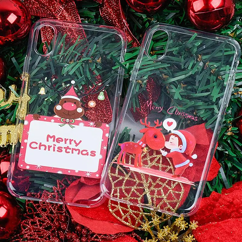 Merry Christmas Phone Case For iPhone XR XS Max X 8 7 6 6s Plus 10 Cartoon Santa Claus elk TPU Cover for 11 2019 Couples |
