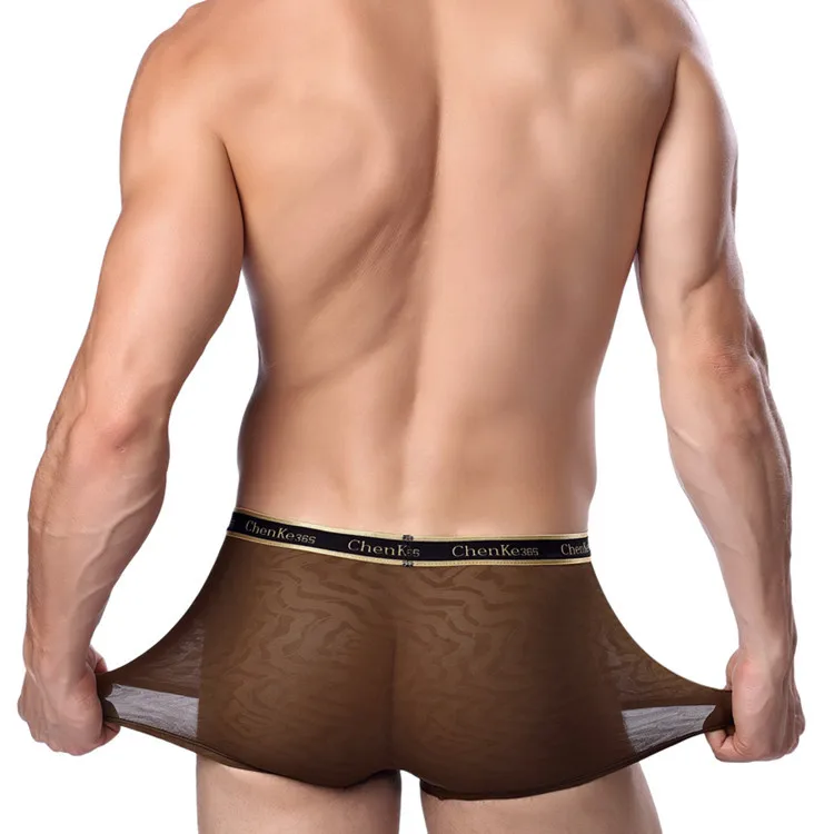 Мужские трусы боксеры сексуальное набивное нижнее белье прозрачная шорты