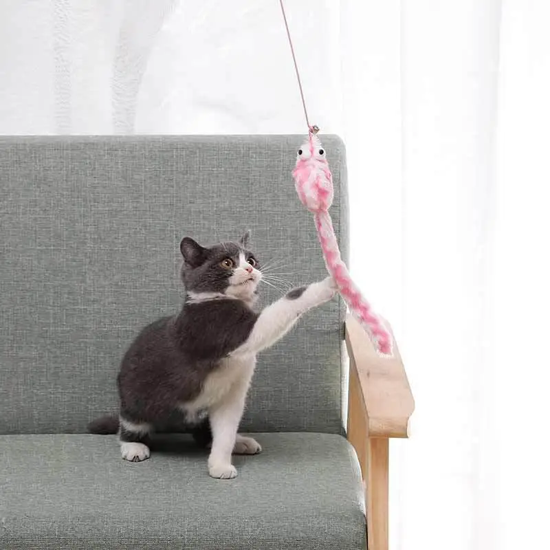 

Legendog 1pc Cat Wand Toy Plush Creative Long Cat Play Wand Kitten Teaser Toy Cat Interactive Toys Pet Supplies Pet Accessories