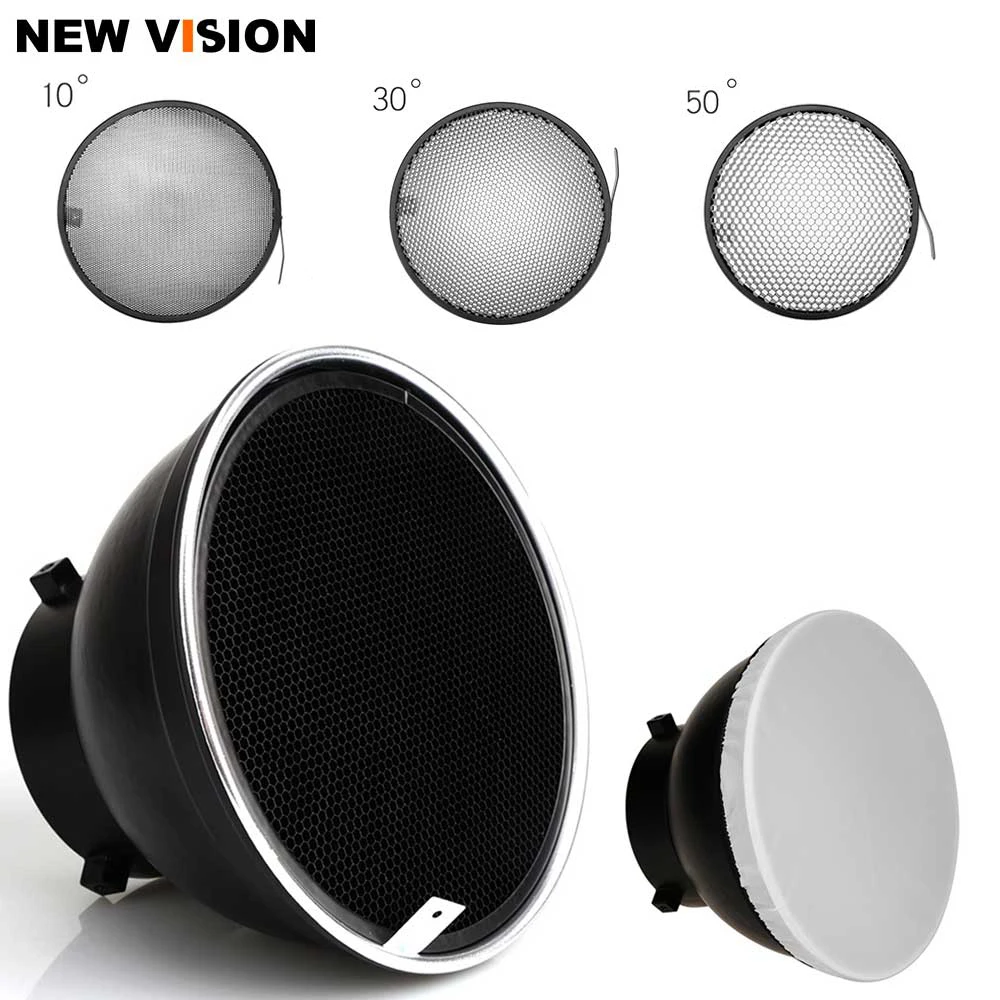 10 30 50 Degree 7inch 18cm Standard Reflector Diffuser with 10/20/30/40/50/60 Degree Honeycomb Grid for Bowens Mount Studio Light Strobe Flash - Цвет: 10 30 50 Degree