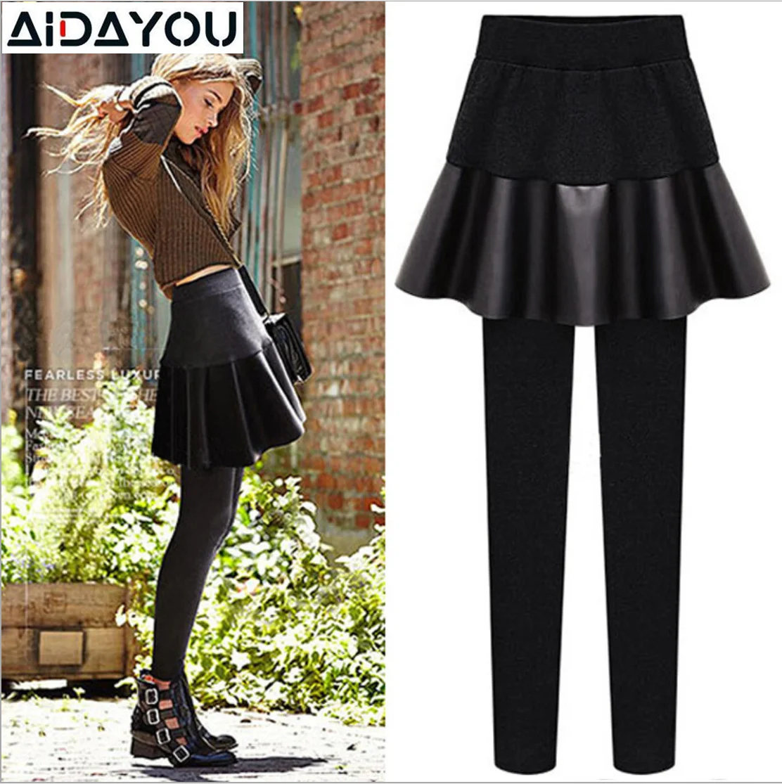 Женские Плиссированные леггинсы из искусственной кожи осенне зимние теплые