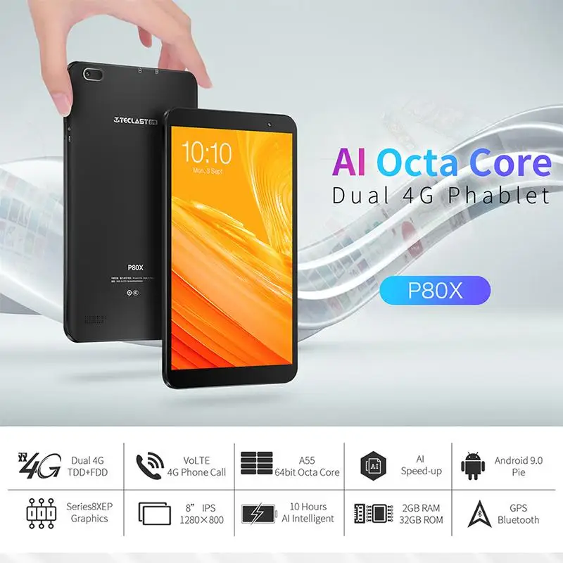 Teclast P80X 8&quot Android9.0 4G Kids Tablet 1280*800 Octa Core 2GB RAM 32GB ROM 2.4G WiFi BT 4.1 AI Speed-Up IPS ScreenTabletPC |
