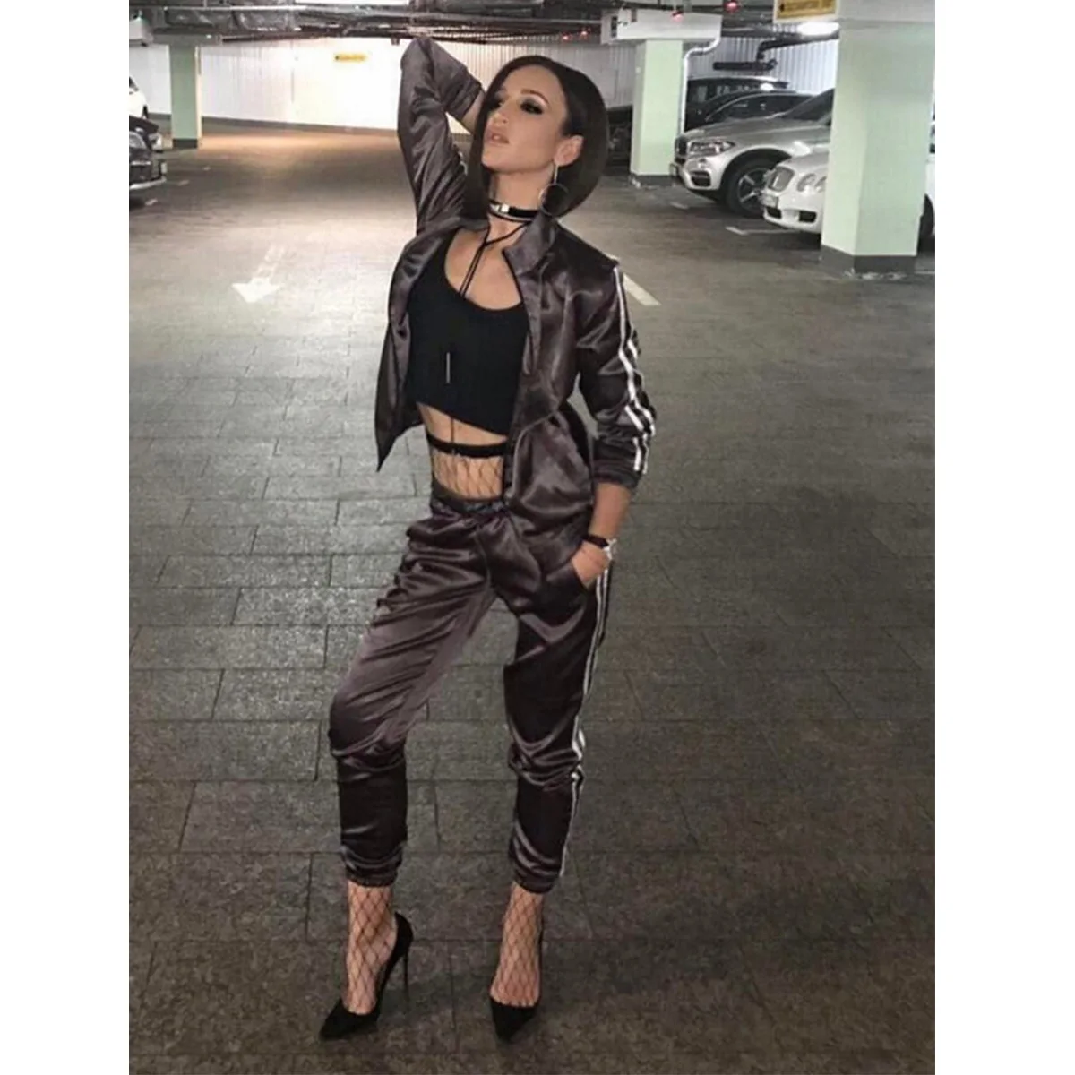 

Donsignet Women's Suit New Fashion Spring and Autumn Round Neck Pullover Solid Color Long-sleeved Casual Trousers Sports Suit