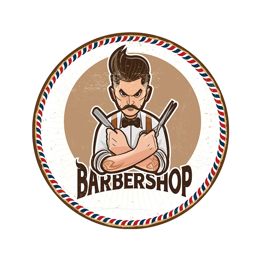 

Круглые таблички для парикмахерской, инструменты для парикмахерской, настенные декоративные подвесные жестяные таблички для парикмахерск...