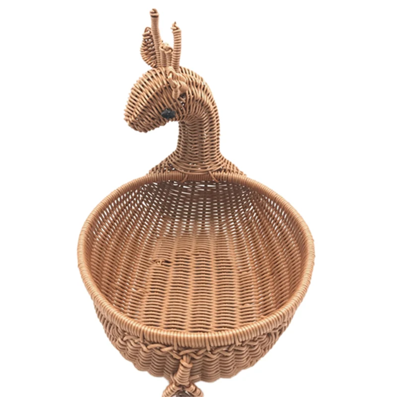 HOT-Rattan Woven Fruit Basket Imitation Deer Bread Bowls Tray Vegetable Snack Novelty Animal Shaped Ancient | Дом и сад