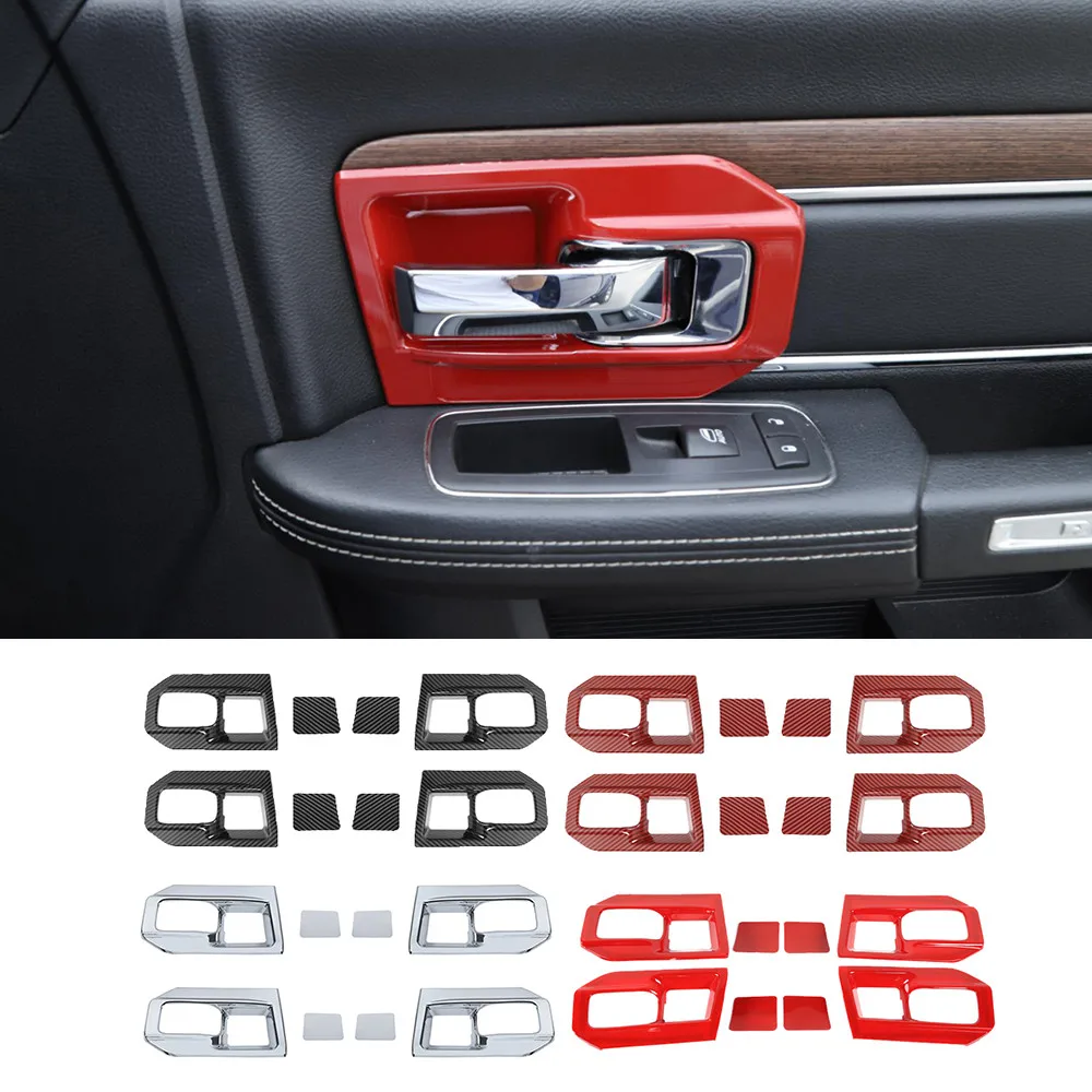 

Интерьер Молдинги дверные ручки чаши украшение Накладка для Dodge Ram 2011-2017 автомобильные аксессуары из АБС-пластика, 8 шт.