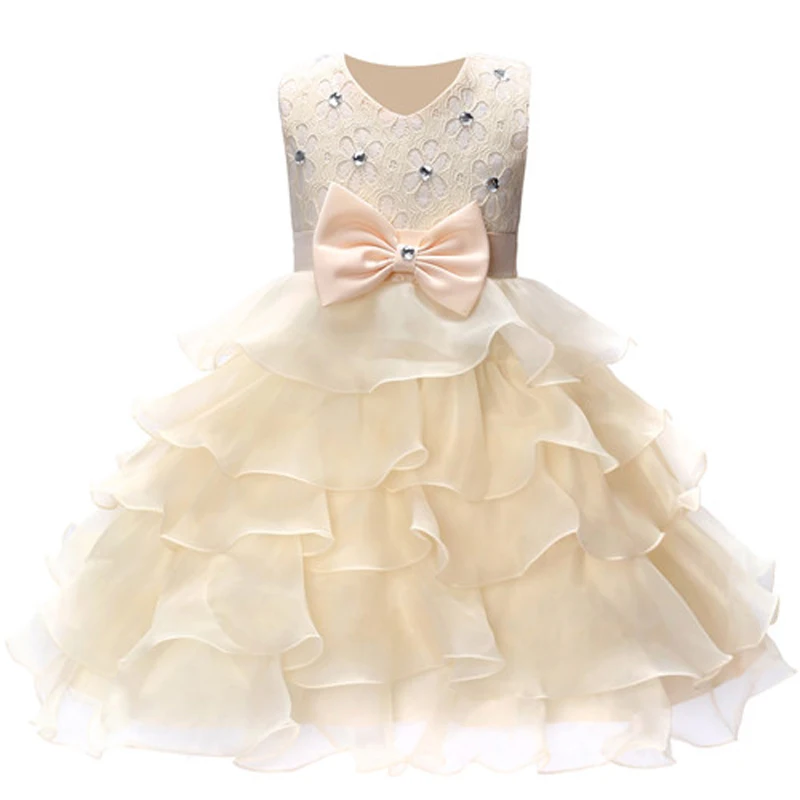 

Summer Kids Dresses For Girls Cute Children Party Dress Sleeveless Lace Bow Princess Dress Flower Girl Dresses 6 Colors 3-8Years