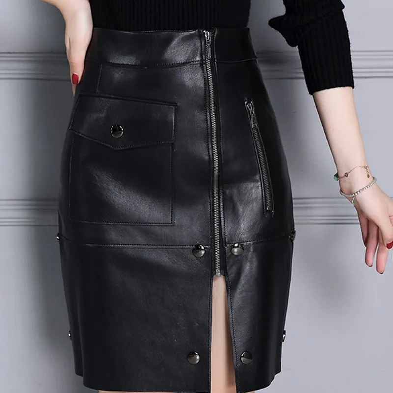 Новинка 2020 женские юбки натуральная кожа уличная одежда повседневная овчина