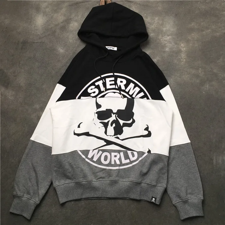 Толстовка мужская с капюшоном толстовка рисунком черепа и надписью Mastermind