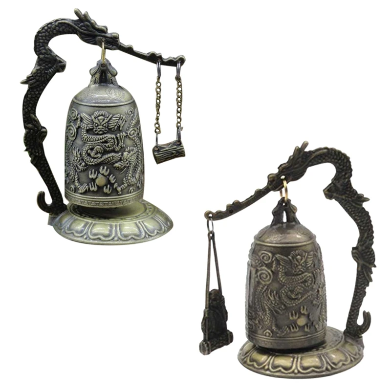 Винтажное украшение Жемчуг дракона буддийский колокольчик орнамент бронзовый