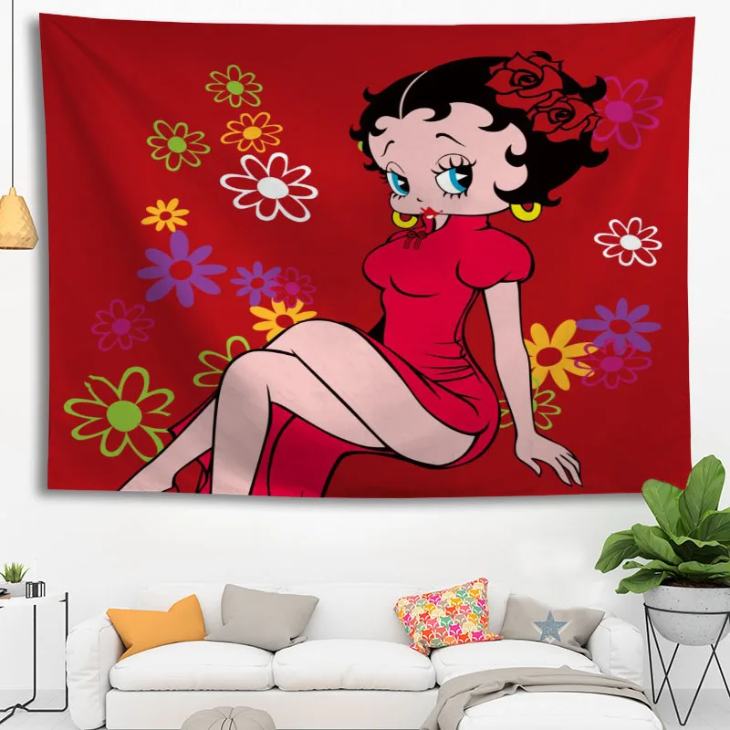 

Hot Sale Custom High Quality Betty Boop Wall Hanging HD Landscape 3D Printing Digital Printing Home Decoration Tapestry