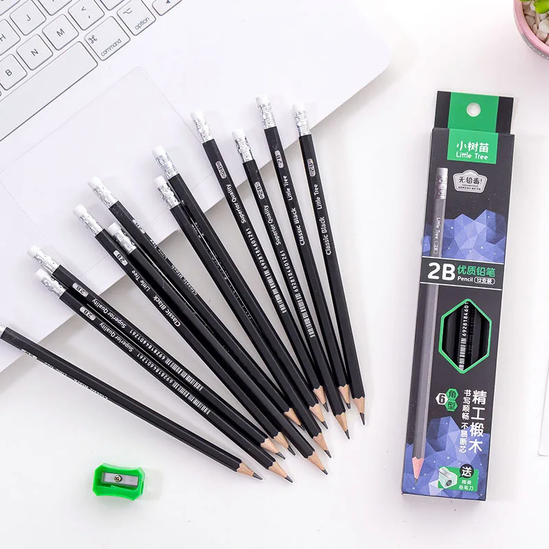

96pcs Kawaii Pencils Hexagon 2B Wooden Pencil with Erasers for School Office Supplies Art Drawing Pencil Stationery Kids Prizes