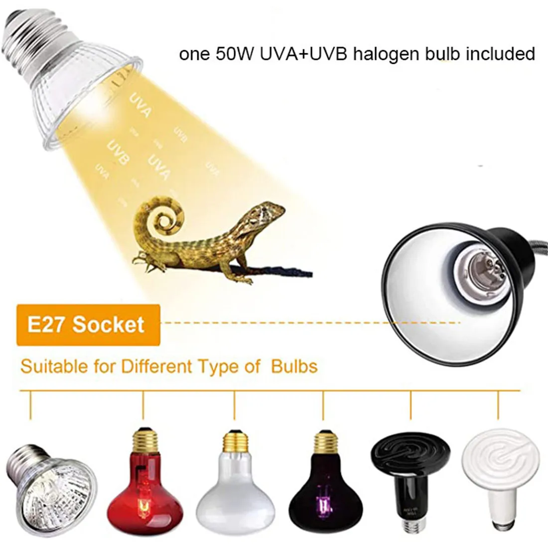 Лампа нагревательная для рептилий точечная лампа полного спектра с вращающимся