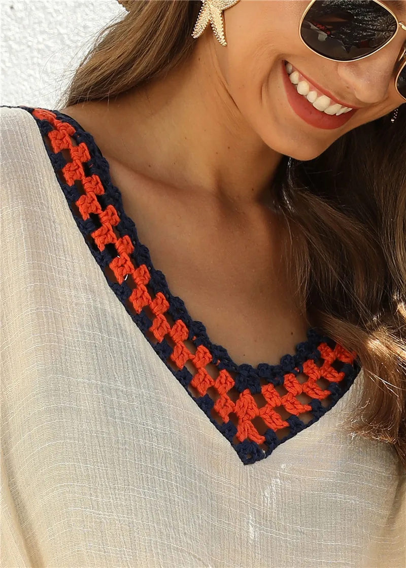 Пляжное платье Cover Up для женщин белые размера плюс одежда плавания 2021 летние