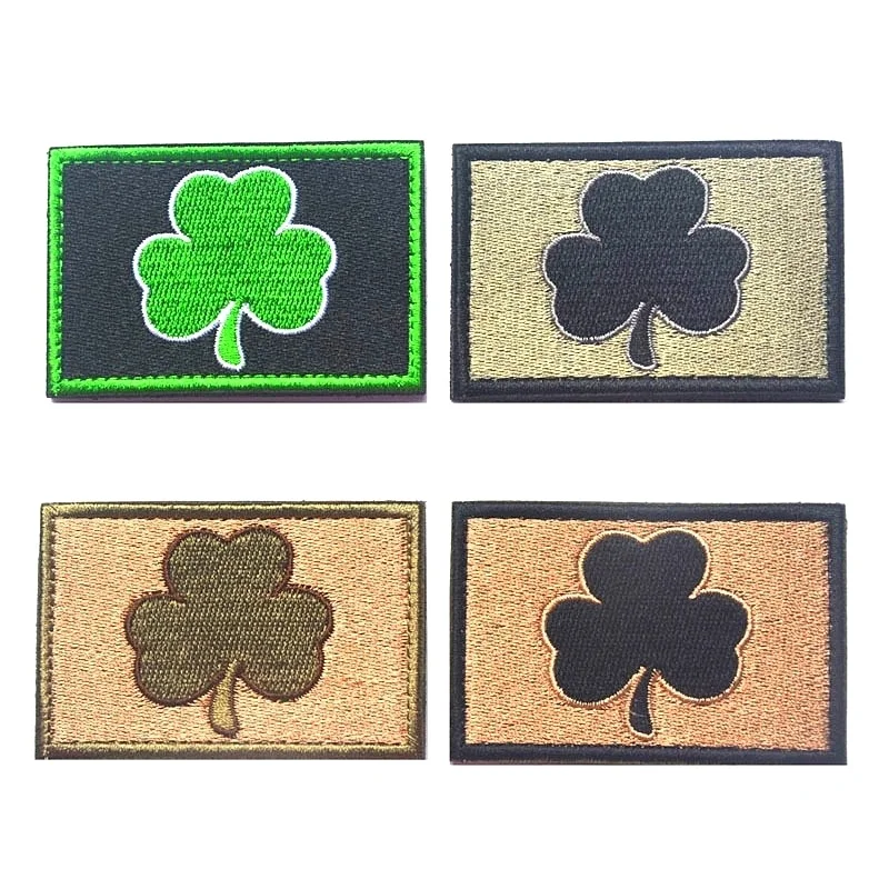 

Clover Embroidery Patch Emblem Badge Subdued Irish Flag Decorative Sewing Applique Embellishment Tactical Patches