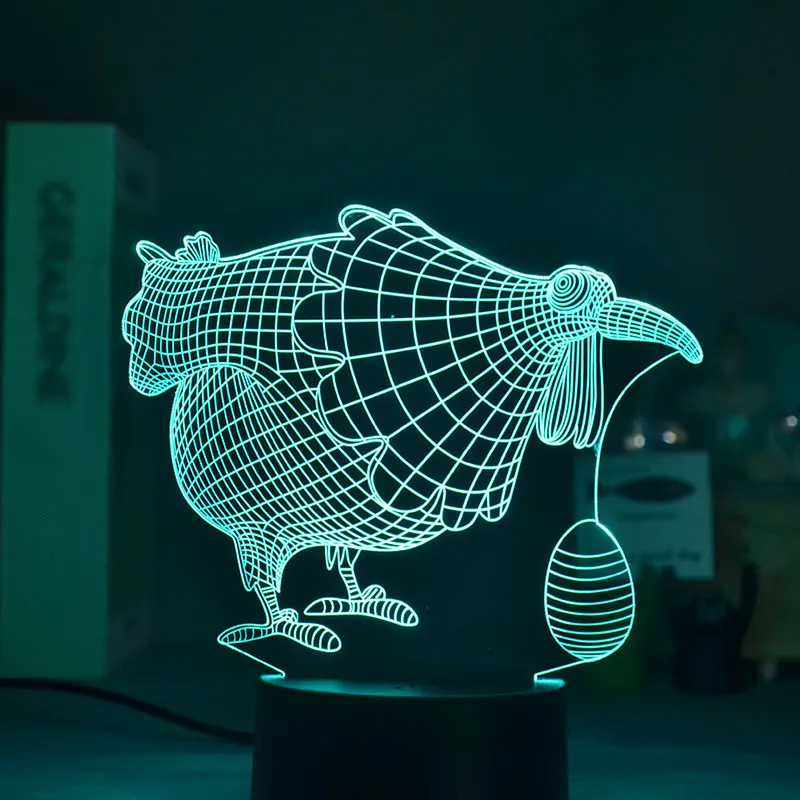

Chicken Image 3D Acrylic Night Light Baby Room LED Table Atmosphere Desk Lamp Kids Gift Nightlight with Remote