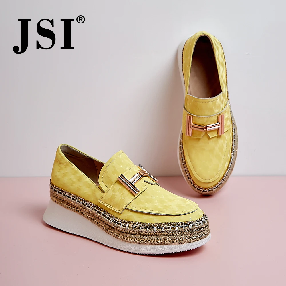 JSI/модные желтые туфли на плоской подошве Женская соломенная повседневная обувь
