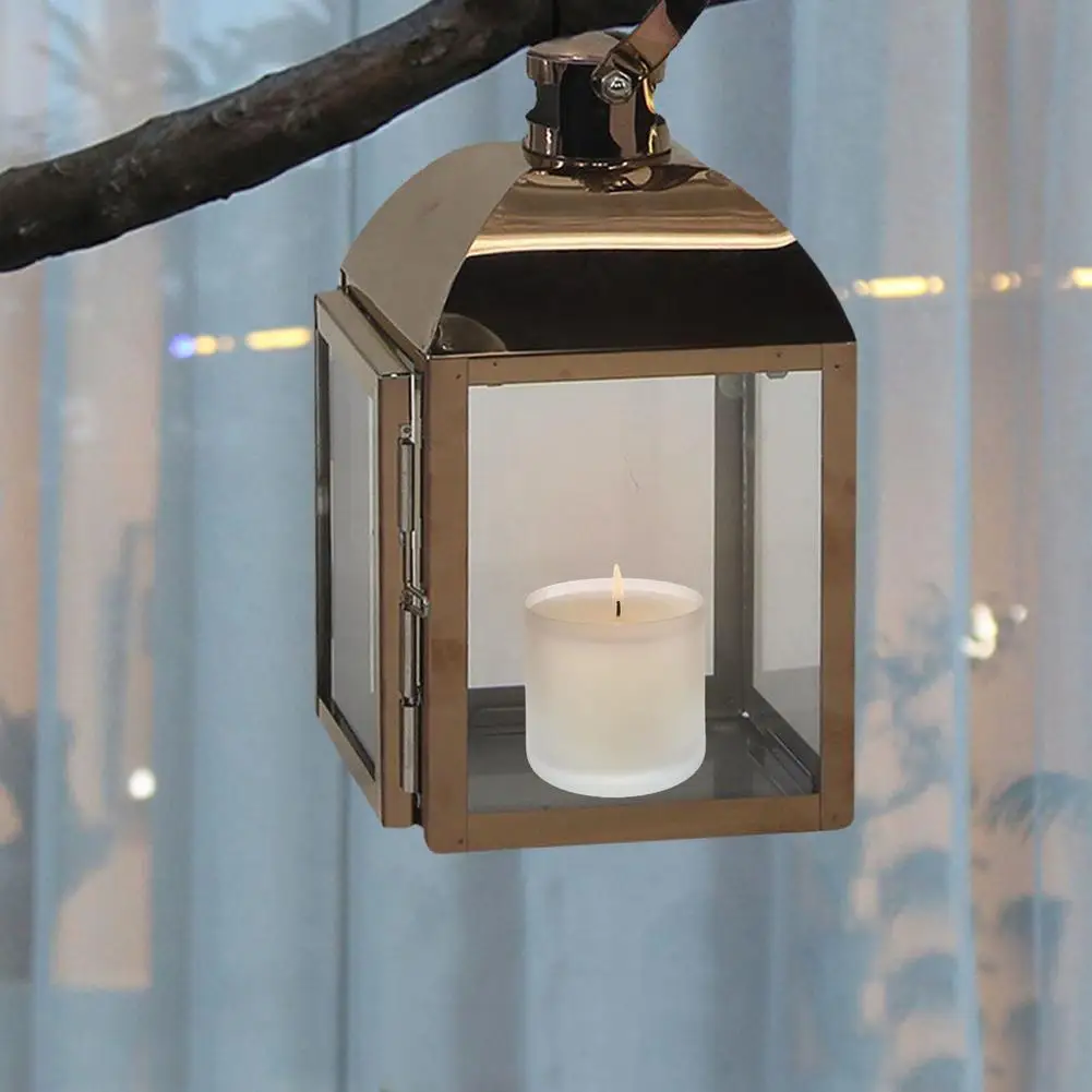

Decorative Candle Lantern Stainless Steel Glass Lamp Silver Modern Design For Candle Incense Burning Home Decoration