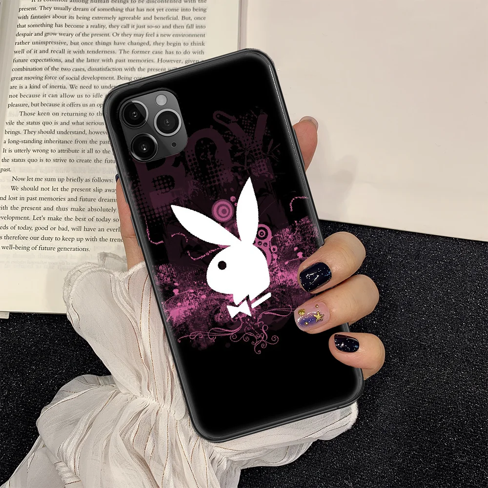 

Playboys brand Phone Case Cover Hull For iphone 5 5s se 2 6 6s 7 8 12 mini plus X XS XR 11 PRO MAX black silicone bumper pretty
