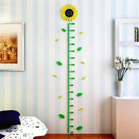 sunflower height measure wall sticker growth chart decal for kids room height ruler wallpaper acrylic wall art for home decor