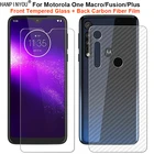 Для Motorola One Macro  Fusion  Plus 1 комплект = мягкая задняя пленка из углеродного волокна + прозрачное закаленное стекло для переднего экрана