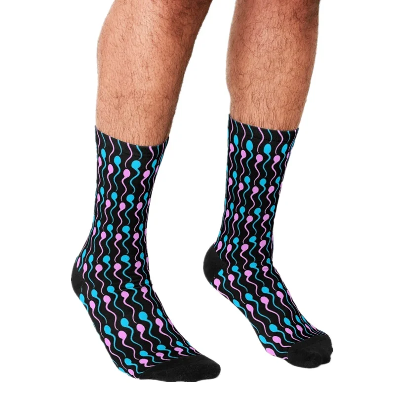

2021 Funny Socks Men harajuku ceramic tiles patterns Printed Happy hip hop Men Socks Novelty Skateboard Crew Casual Crazy Socks
