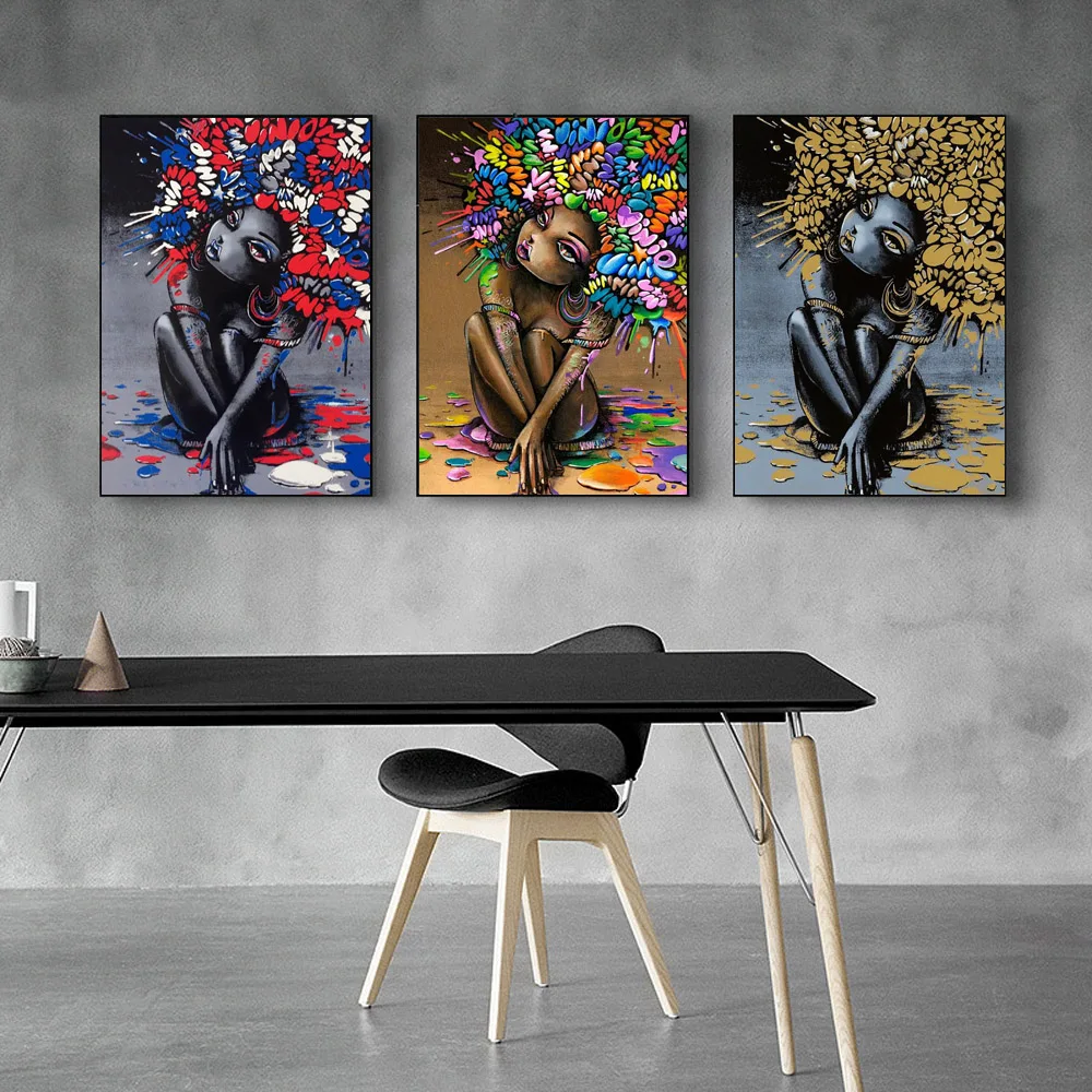 

Nordic Graffiti Art Figure Poster Unique Hairstyle Sexy Girl Abstract Canvas Painting Office Living Room Home Decoration Mural