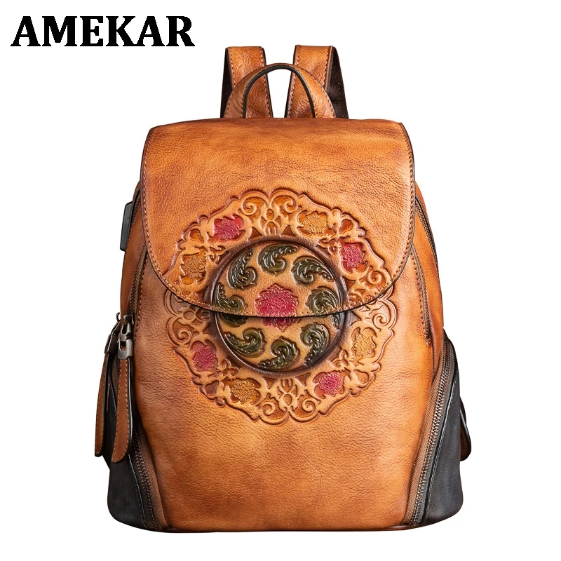 

Женский рюкзак из воловьей кожи, с портом USB для зарядки