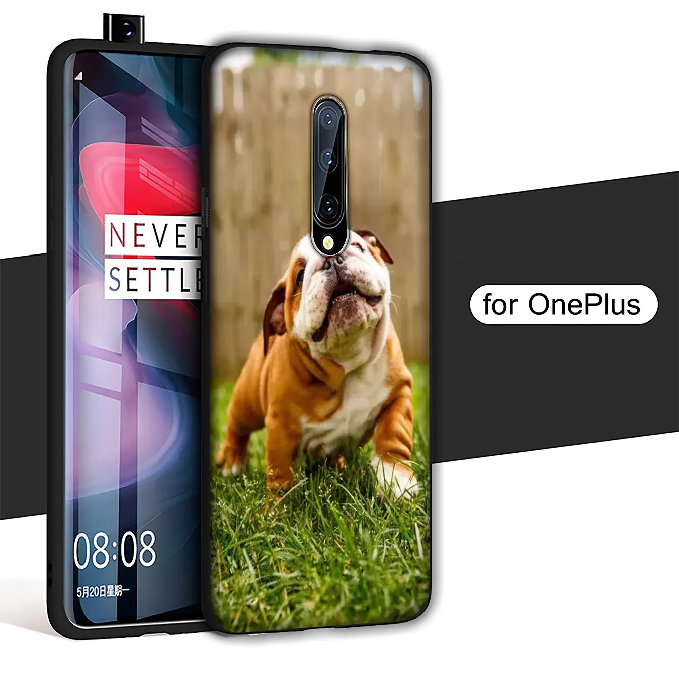 IYICAO Cute dog english bulldog Soft Silicone Phone Case for Oneplus 7T 7 Pro 6 6T 5 5T TPU Black Cover One Plus |