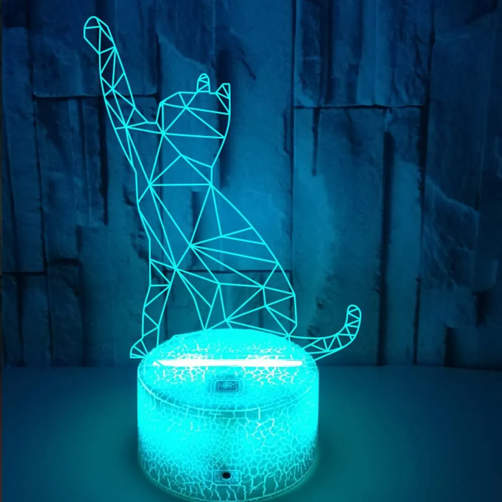 

3D Lamp Cute Beckoning Cat Acrylic Night Light Led Table Desk Light 7 Color Change Touch Control USB Night Lamp for Kids Room