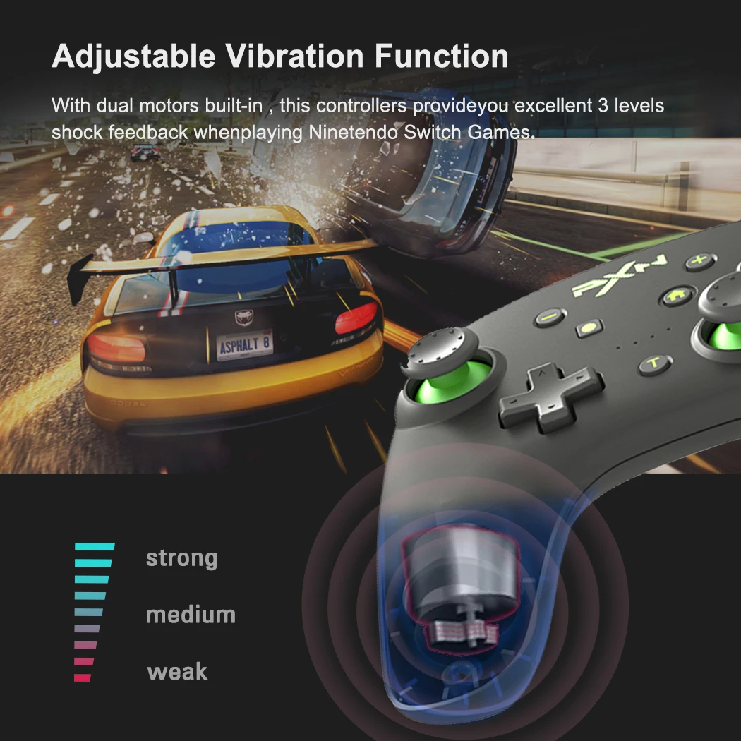 Контроллер геймпада PXN Nintendo Switch Bluetooth совместим с Lite/ПК USB-кабель для передачи