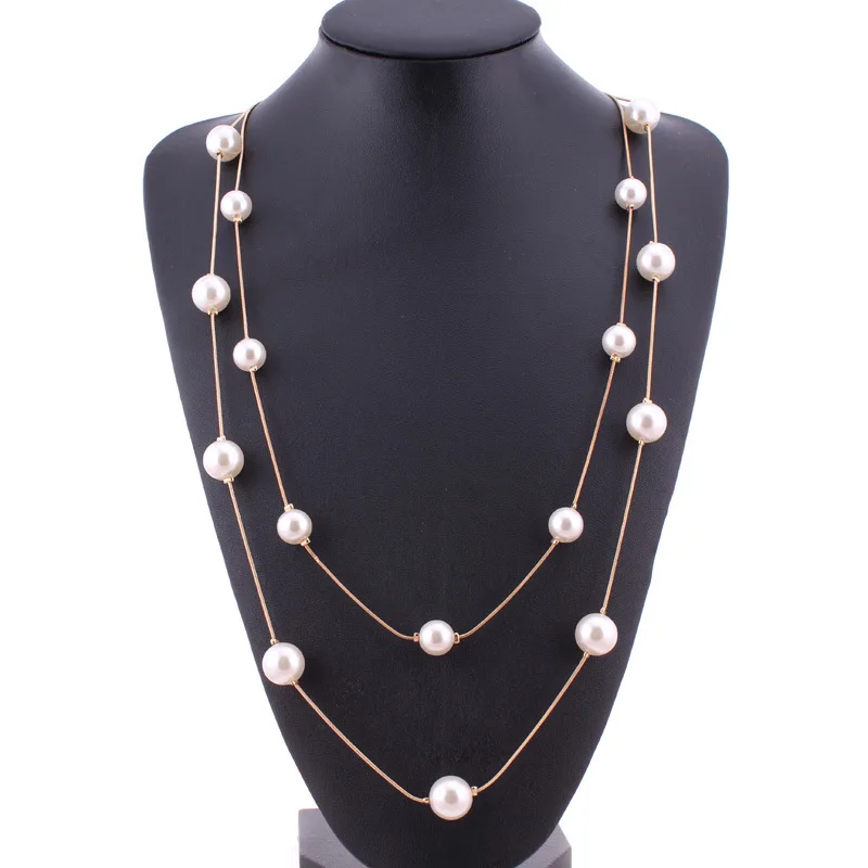 Мода естественный белый барокко имитация жемчуга колье ожерелье для женщин