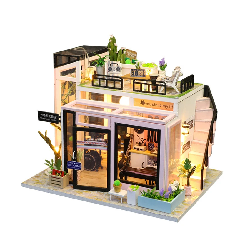

Doll House Furniture Diy Miniature DIY Building Model Assemble Dollhouse Kits Toys Creativity 3D Wooden Crafts Girl For Gift